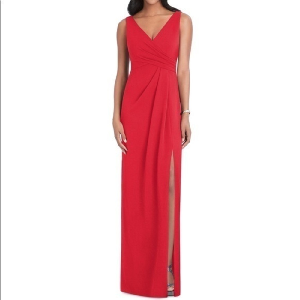 AFTER SIX PARISIAN RED MEDIUM GOWN WITH FRONT SILT.